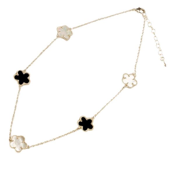 5 PEARL CLOVER 2 SIDED GOLD NECKLACE, EXCELLENT QUALITY!! - Picture 1 of 6